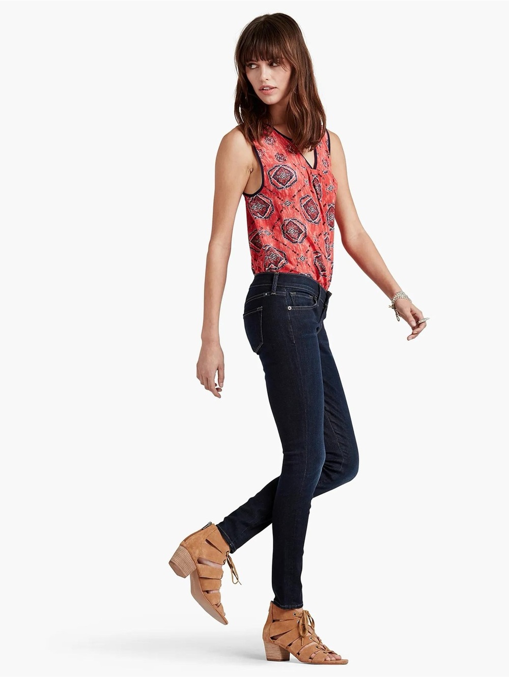 Lucky Brand Women's Charlie Skinny Straight Leg Jeans in Dark Blue Wash, Size 32